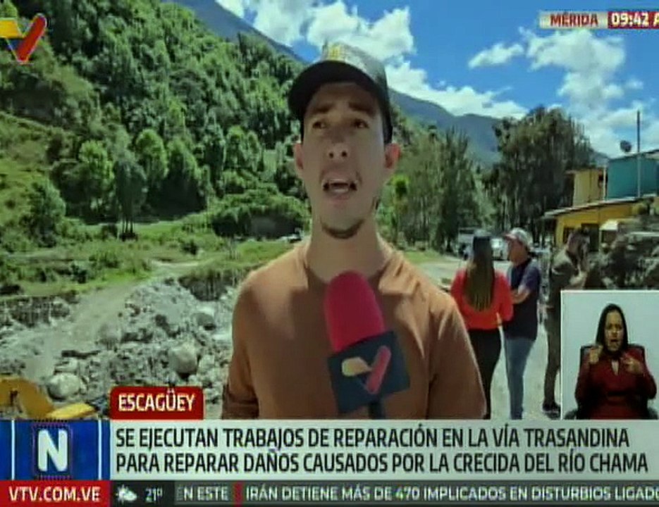 Mérida | Autoridades despliegan trabajos de recuperación vial tras la crecida del Río Chama