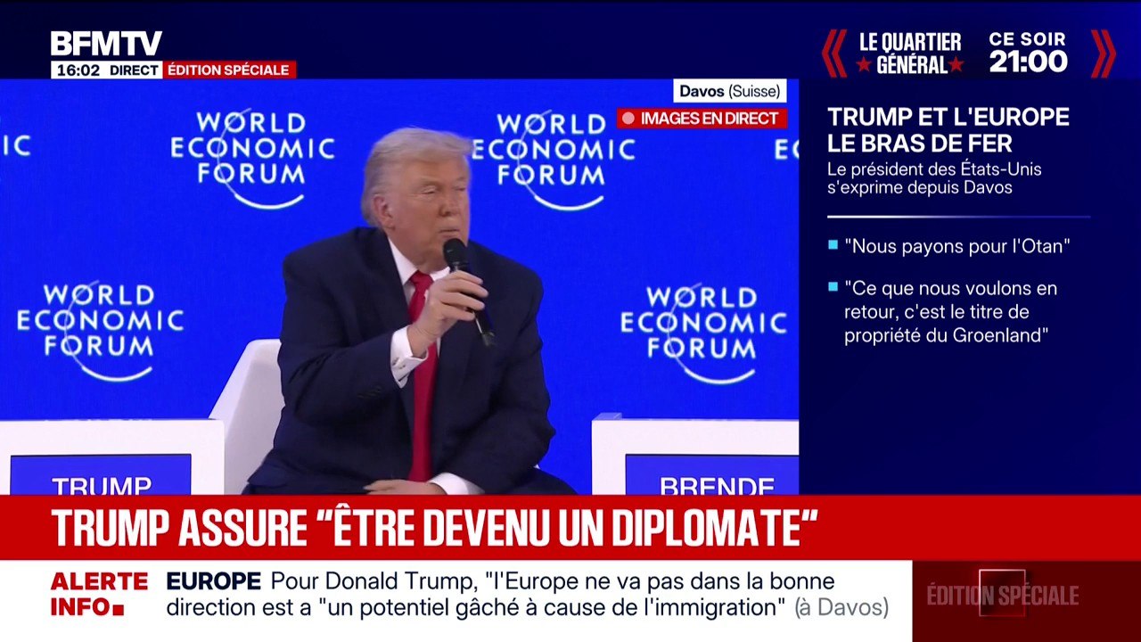 Groenland: "il est temps que l'OTAN assume son rôle" demande Donald Trump depuis Davos
