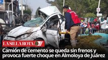 Accidente en Almoloya de Juárez: revolvedora sin frenos impacta a automóvil