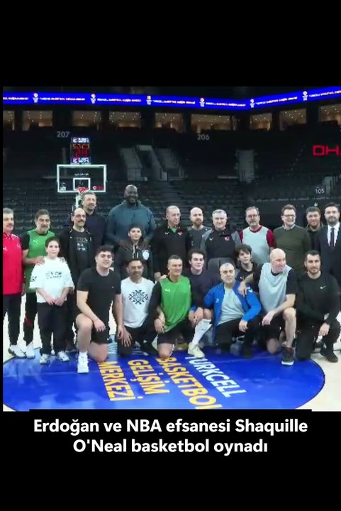 Erdoğan ve NBA efsanesi Shaquille O'Neal basketbol sahasında