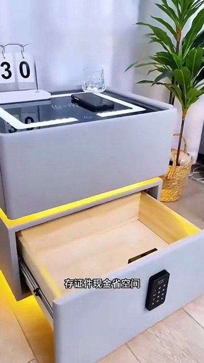 2 Set Nightstands with Wireless Charging Station, Auto Sensor 3 Color Dimmable LED Night Stand, Modern Bedside Table with 3 Dra