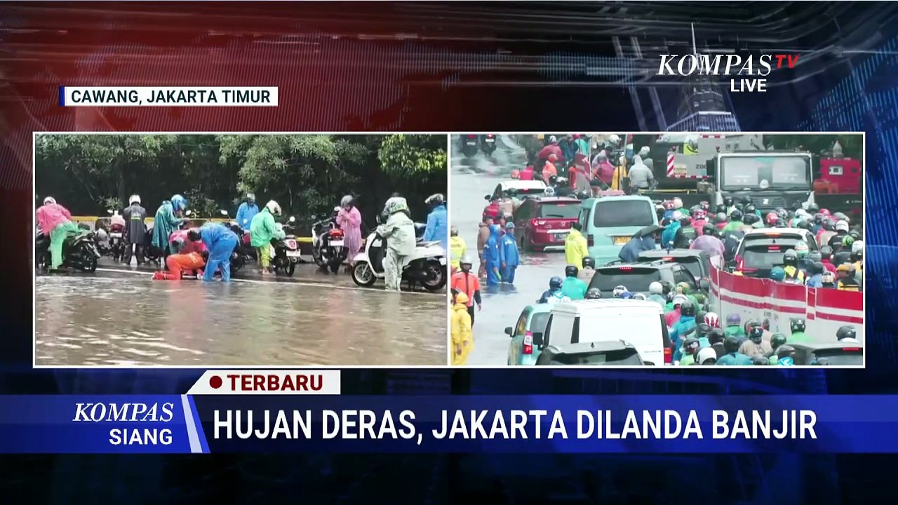 Terkini! Jakarta Banjir, Begini Pantauan Arus Lalu Lintas di Cawang: Macet Parah! | KOMPAS SIANG
