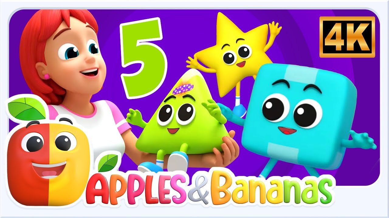Five Little Shapes | Kids TV Nursery Rhymes | Learn Shapes for Toddlers ...