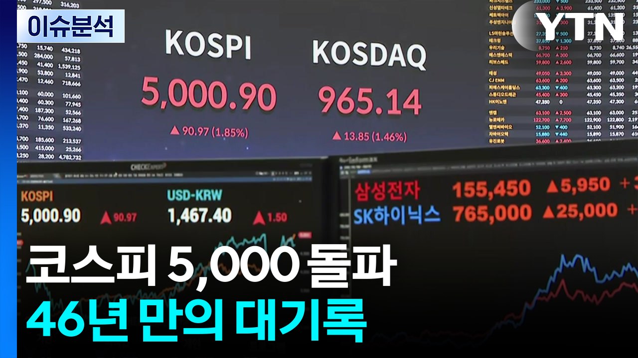 코스피 5,000 돌파...46년 만의 대기록 / YTN
