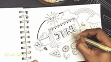 June Doodle Drawing | Easy Summer Theme Doodle Art for Beginners