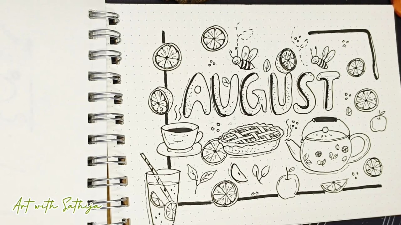 August Doodle Drawing 🌻 | Easy August Theme Doodle Art for Beginners | Step-by-Step