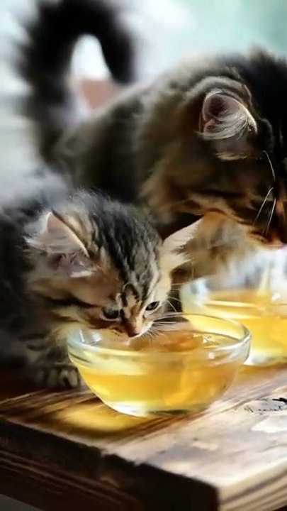cute cat and kitten eating asmr food #cat #catvideos #funnyanimal