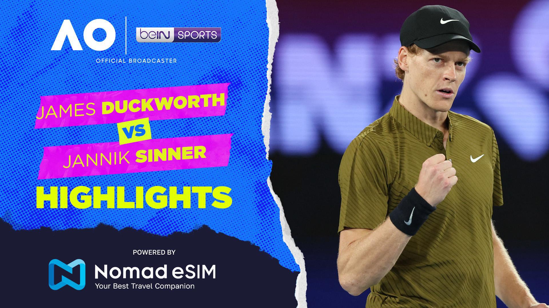 James Duckworth vs Jannik Sinner | Match Highlights | Australian Open 2026