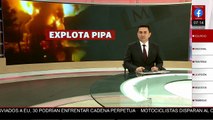 Cae pipa de puente y explota en la autopista México-Tuxpan