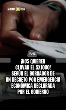 ¡ Nos quieren clavar el 5x1000! Según el borrador de un decreto por emergencia económica declarada por el gobierno