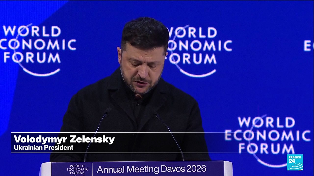 In fiery Davos speech, Zelensky blasts EU's lack of "political will"