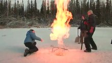 Methane-Filled Lake Sets Air Above It Ablaze