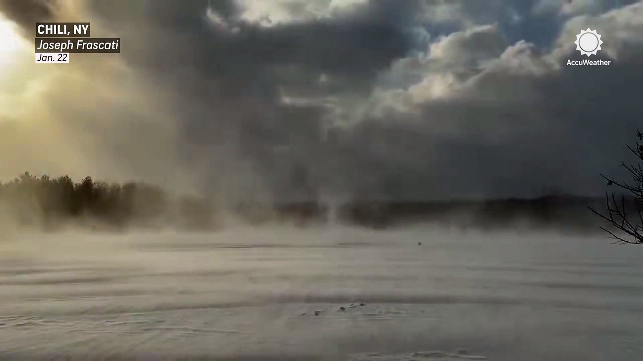 Intense wind sends snow flying amid squall conditions in upstate New York