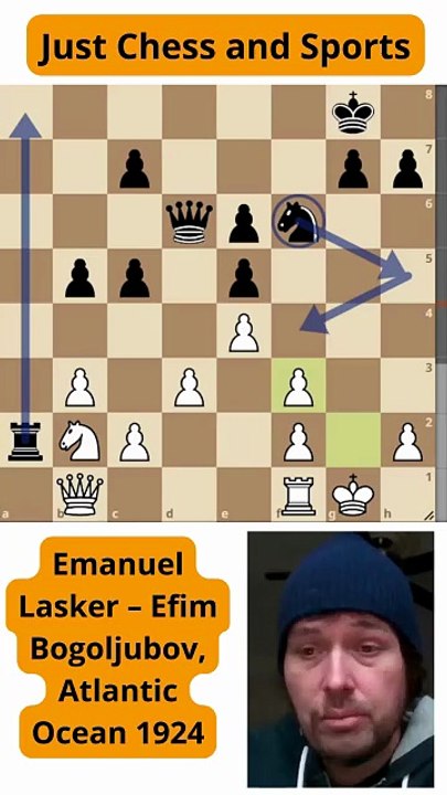 Emanuel Lasker gana dos peones y vence a Bogoljubow (1924)