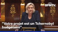 Motions de censure: "Votre projet est un Tchernobyl budgétaire", déclare Marine Le Pen