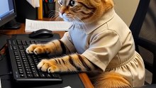 Cat office work like human