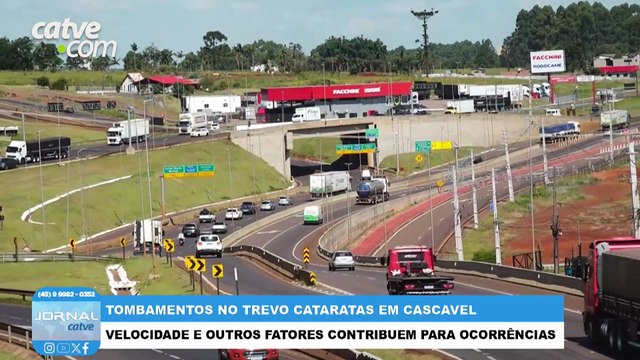 Frequência de tombamentos em trecho do Trevo Cataratas chama a atenção em Cascavel