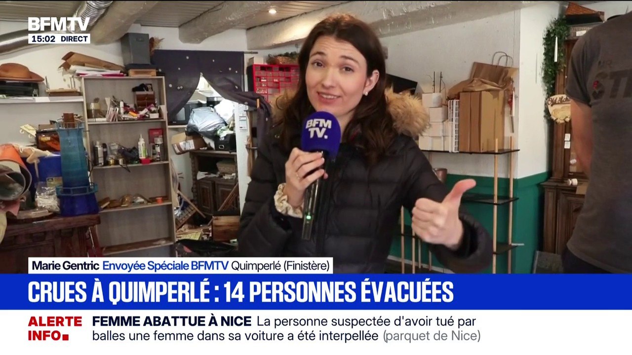 Crues à Quimperlé: "15 centimètres d'eau à peu près dans la boutique" déclare Victor, commerçant