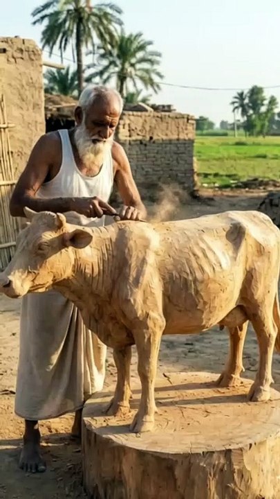Hand work a cow made by wood#fun#cow