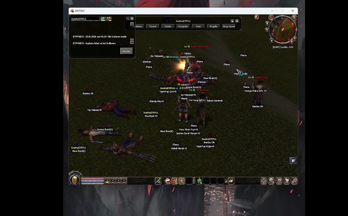 Metin2 TR Ruby / Lucifer  Bot Kullanımı Bildirimi