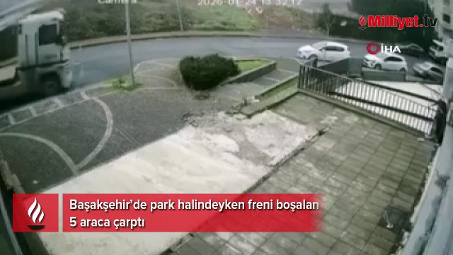 Başakşehir’de park halindeyken freni boşalan TIR 5 araca çarptı