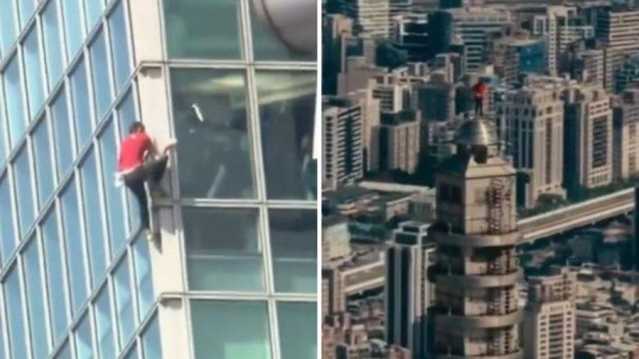 Impresa folle: scala senza corde e a mani nude l'edificio più alto di Taiwan