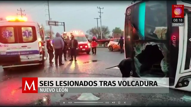 Accidente vial en Pesquería deja seis heridos tras volcadura