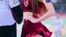 Hold Up, a hip dance with a proud pelvic movement, is performed by cheerleader Kim Jina