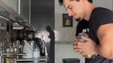 Comical video shows man breaking his meal-prep container during a live stream
