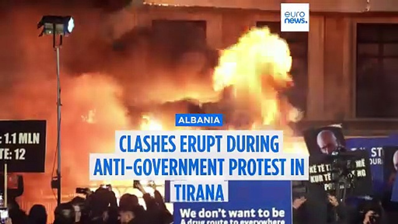 Clashes erupt during anti-government protest in Albanian capital Tirana