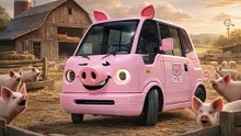 🐷🚗 ピンクのMIBOTブタカー、豚の飼育場を走る！？ 🚗🐷