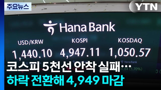 코스피 5천선 안착 실패...'사이드카 발동' 코스닥 1,064 마감 / YTN