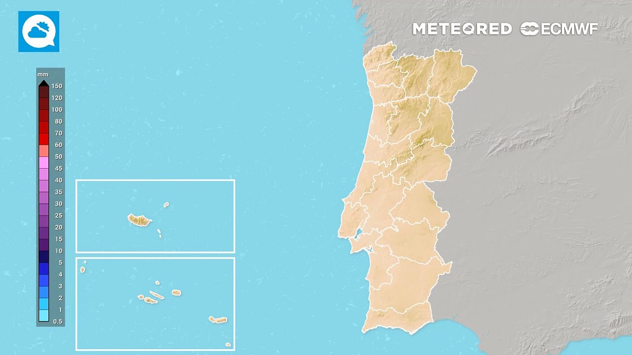 Chuva abundante em Portugal devido a um comboio de tempestades