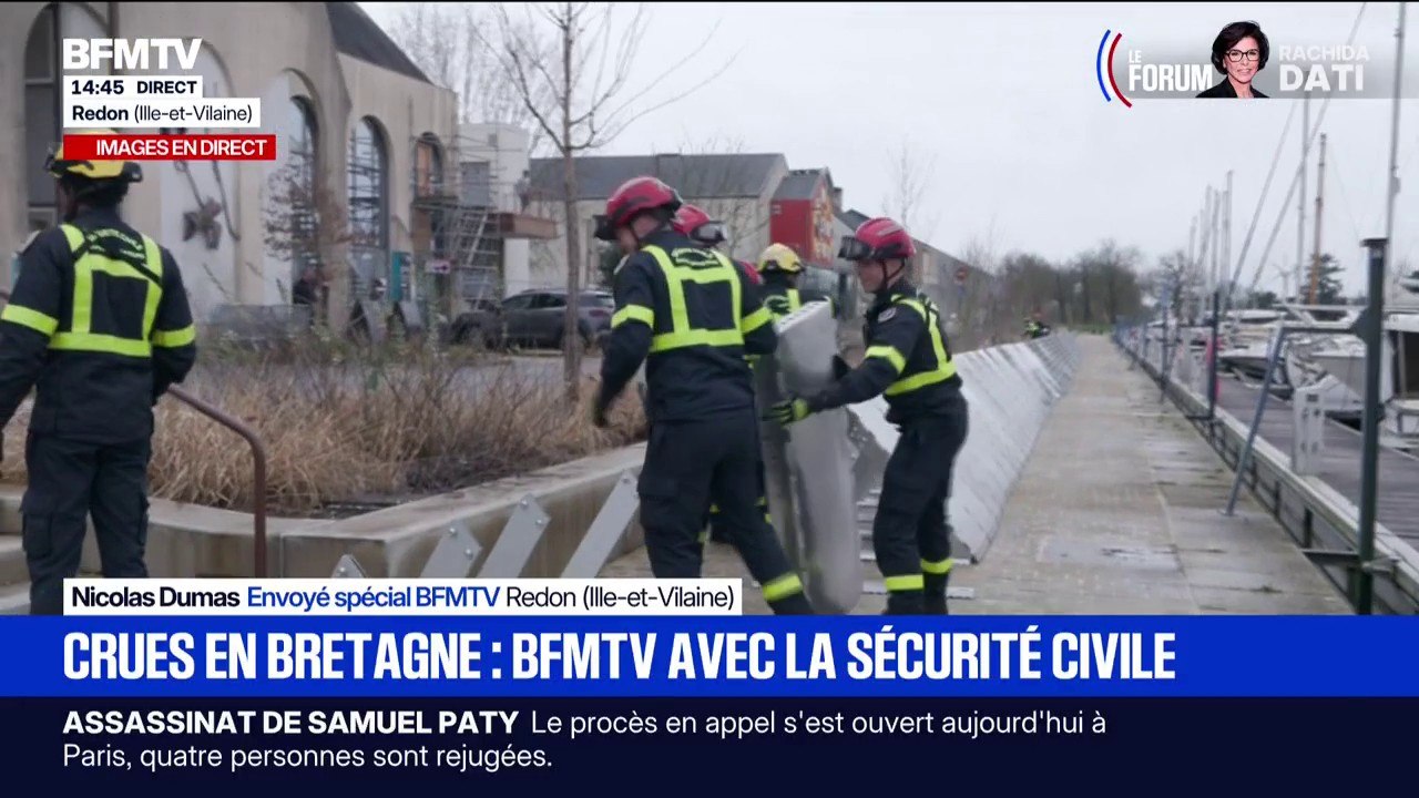 Crues en bretagne: "Les retours d'expérience de l'année dernière ont permis aux élus locaux d'anticiper la demande de renforts nationaux" déclare l'Adjudant Jean-Yves, chef de détachement