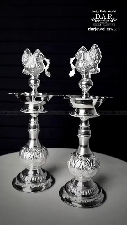 Silver Kuthu Vilaku Collection Online | Traditional Silver Lamps by DAR Jewellery