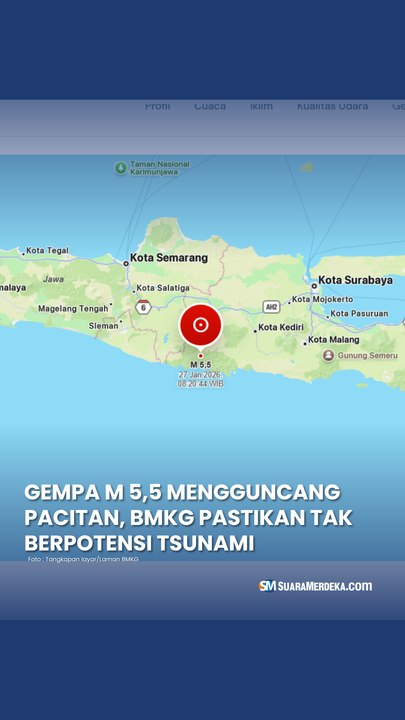 Gempa Magnitudo 5,7 Guncang Pacitan, BMKG Pastikan Tidak Berpotensi Tsunami