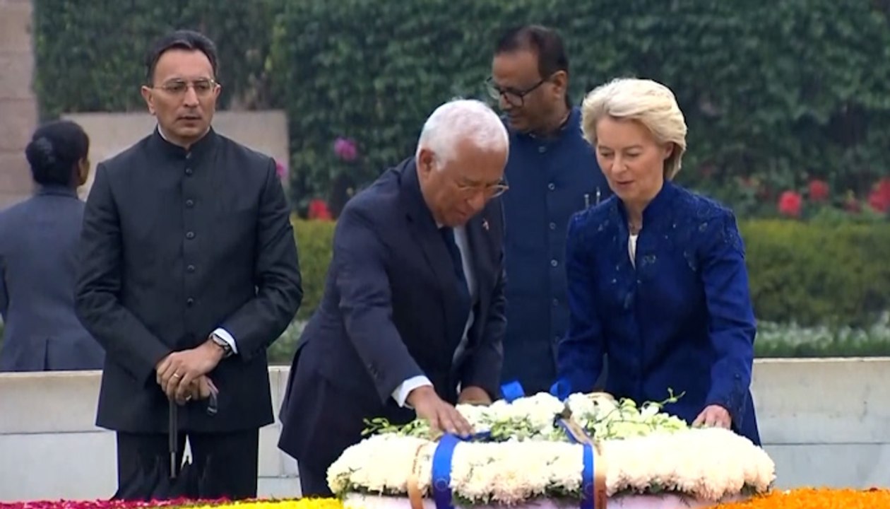 EU Leaders Ursula von der Leyen, António Costa Pay Tribute to Mahatma Gandhi at Raj Ghat