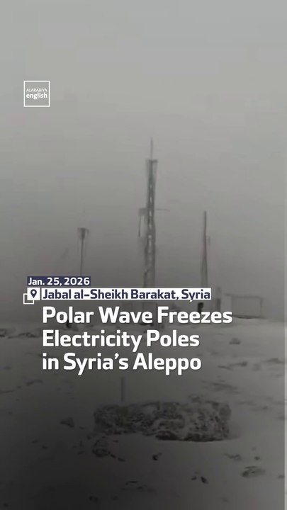 Polar Wave Freezes Electricity Poles in Syria’s Aleppo