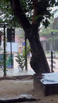 Chuva alaga ruas principais de Jijoca de Jerioacoara, no Ceará