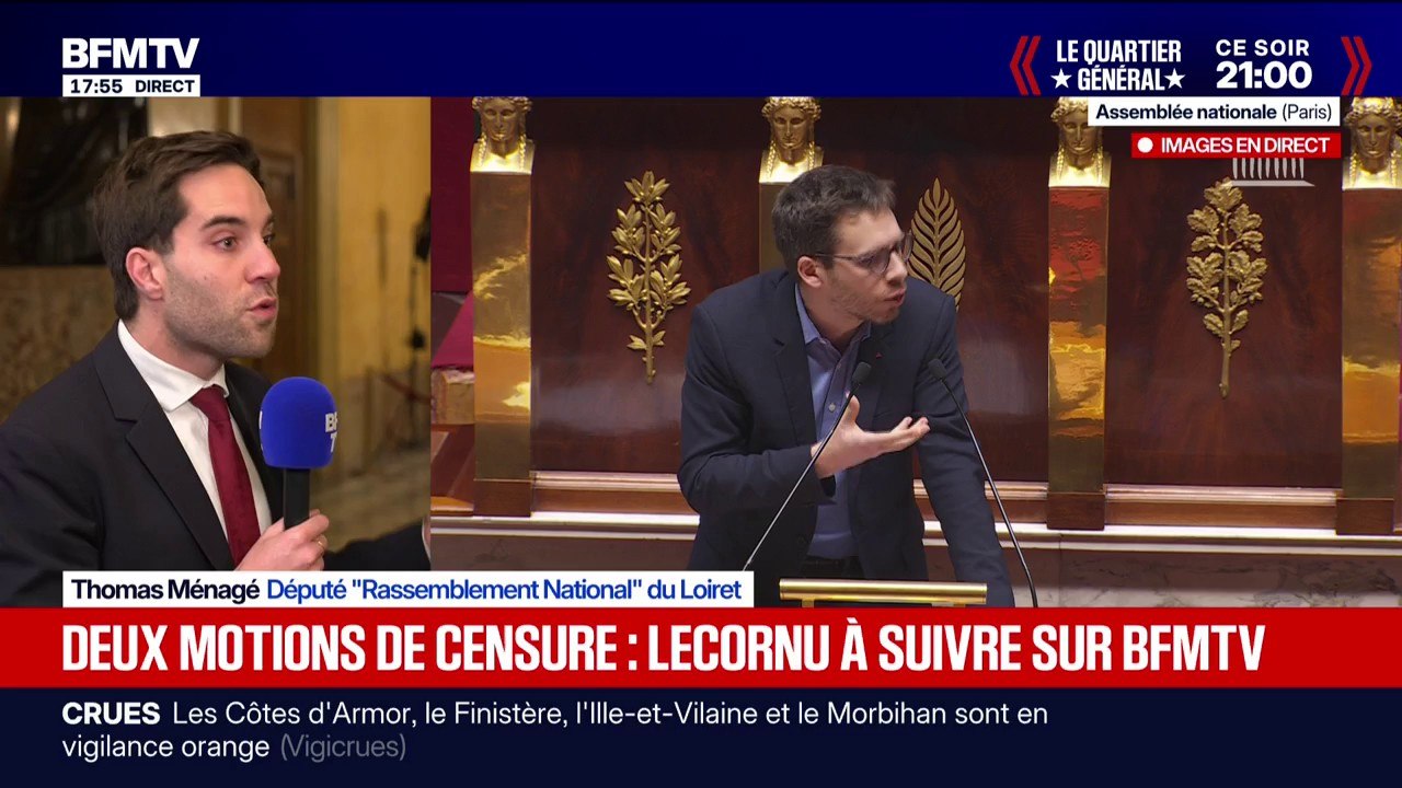 Motion de censure: "On ne joue pas contre la France , on joue pour les Français", déclare Thomas Ménagé, député RN