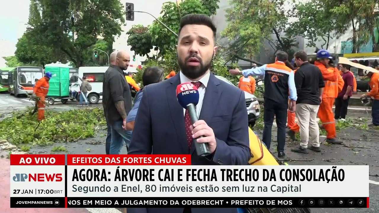 Agora: Chuva forte provoca quedas de árvores na Consolação em São Paulo