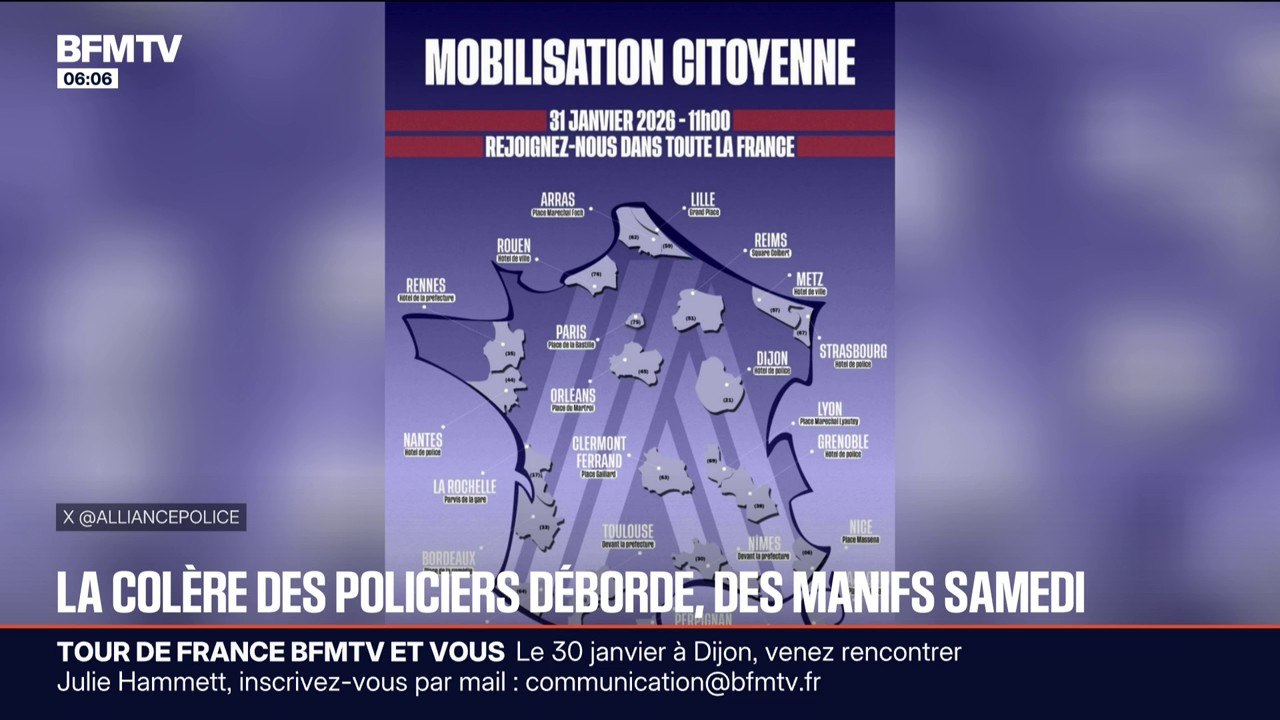 Face à l'augmentation de l'insécurité et fatigués par leurs conditions de travail, des manifestations de policiers prévues ce samedi 31 janvier partout en France