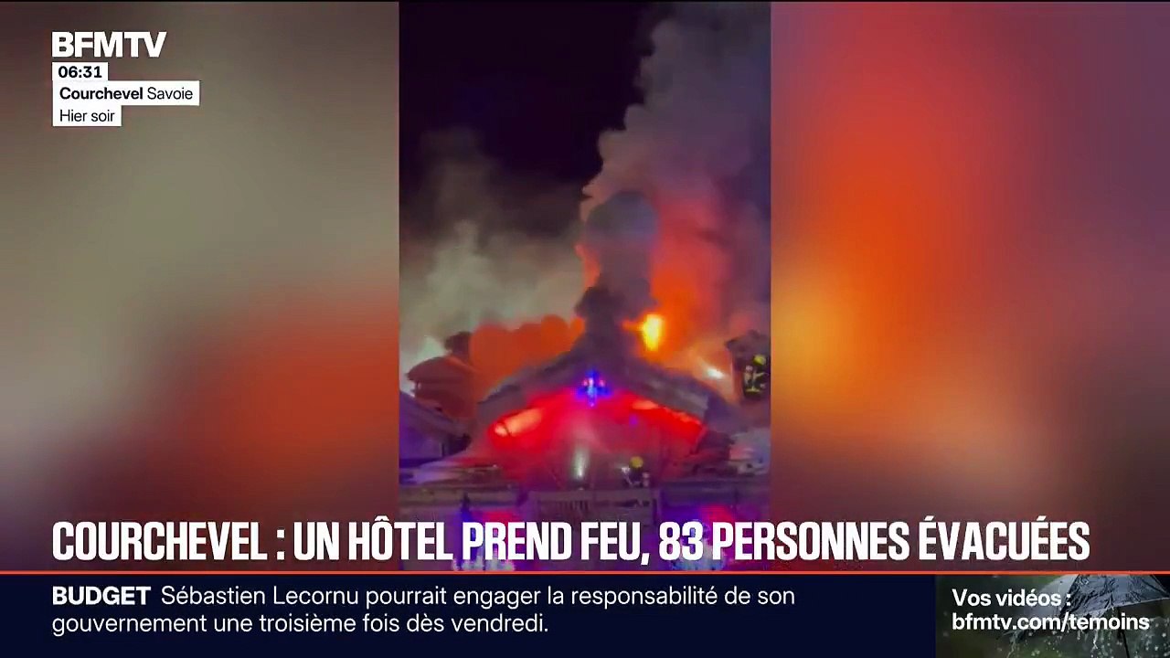 Courchevel : Les images de l'impressionnant incendie qui a ravagé cette nuit l'hôtel de prestige "Grandes Alpes", provoquant l'évacuation des tous les clients