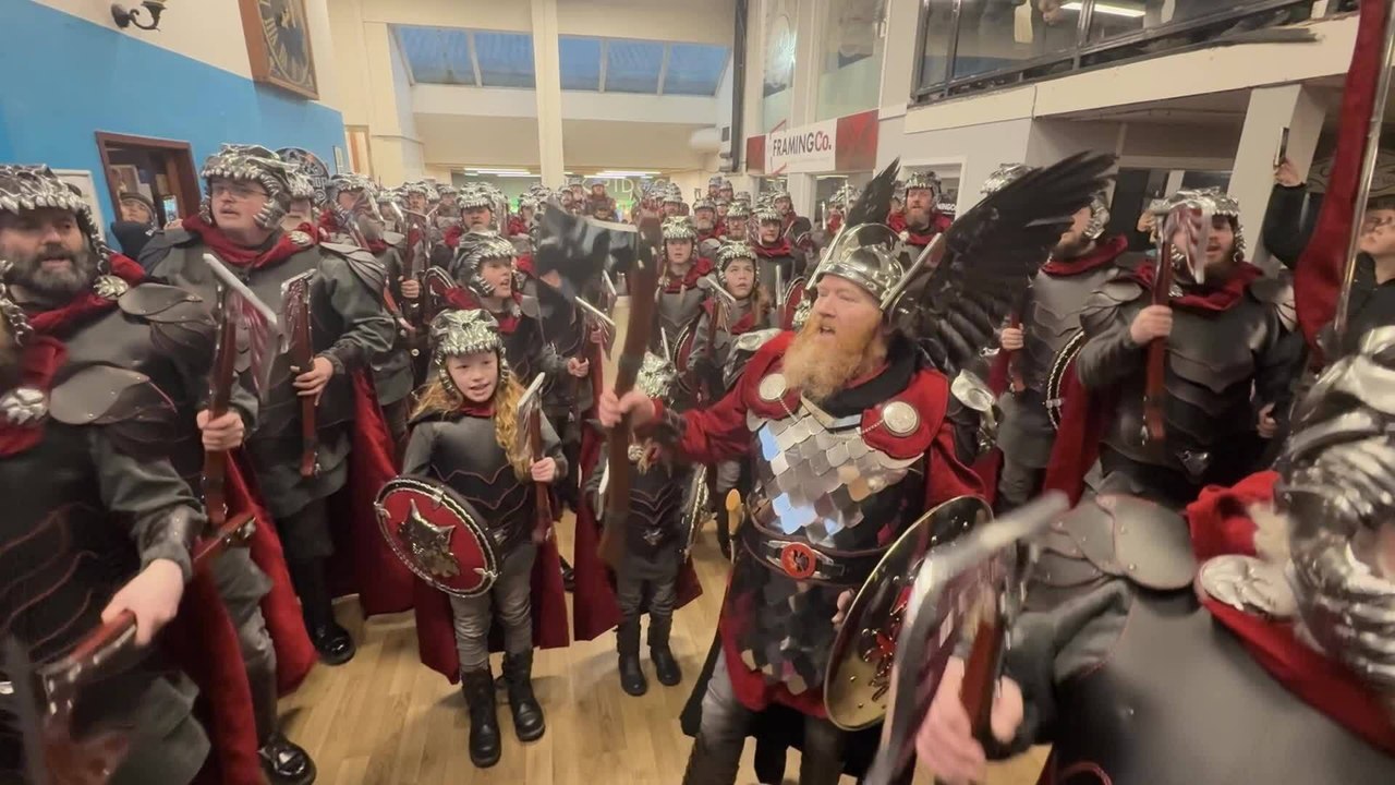 Vikings perform classic rock song ahead of Up Helly Aa festival in Shetland