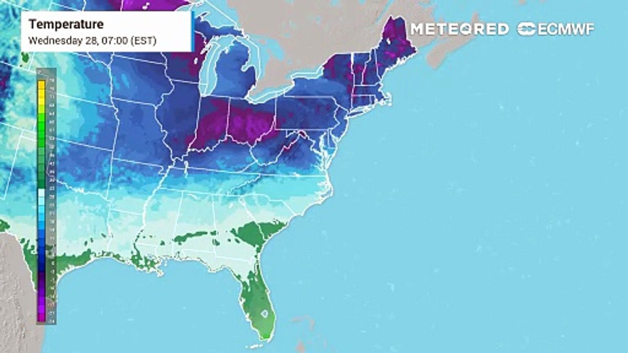 Arctic air continues to grip a large portion of the U.S. on Wednesday.