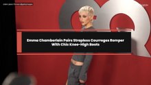 Emma Chamberlain Pairs Strapless Courreges Romper With Chic Knee-High Boots