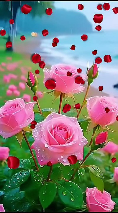 “Red Roses in the Rain 🌹🌧️ | Beautiful & Relaxing Nature Shorts”