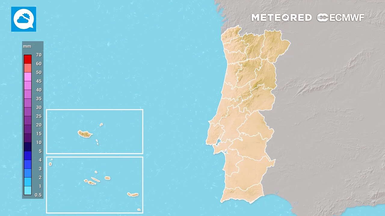 Precipitação acumulada prevista até domingo
