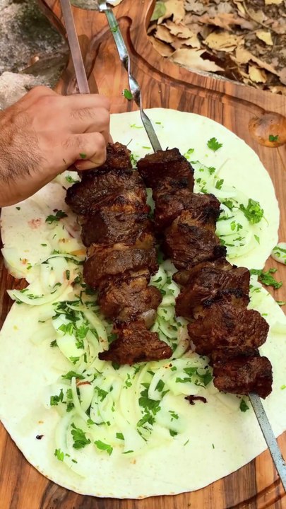 Handmade bacon pasta, grilled beef skewers, chicken leg rice & stone-cooked lobster __ outdoor cooking