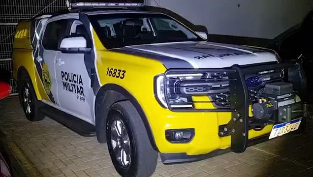 Aspirante Renzo da Polícia Militar explica operação que resultou na apreensão de armas de uso restrito e na prisão de dois homens em Céu Azul